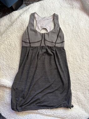 lululemon grey, black & white peplum style workout top